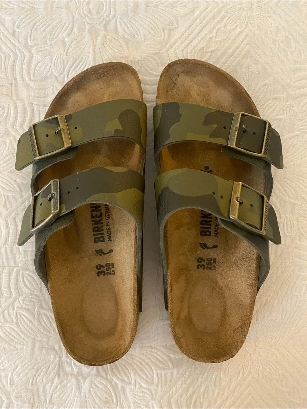 Birkenstock Arizona Camo Two-Strap Sandals - Green and Brown - Picture 1 of 8